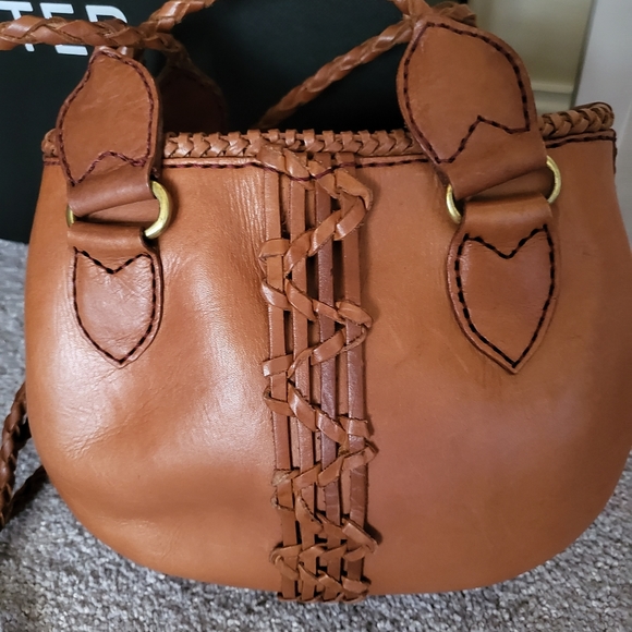 Vintage Leather Shoulder Bag 70s Hippie Tooled Purse - Picture 2 of 7